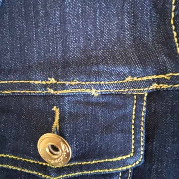 NWT Seductions Y2K dark wash jean jacket gold stitching size M (fits small) - Picture 10 of 16